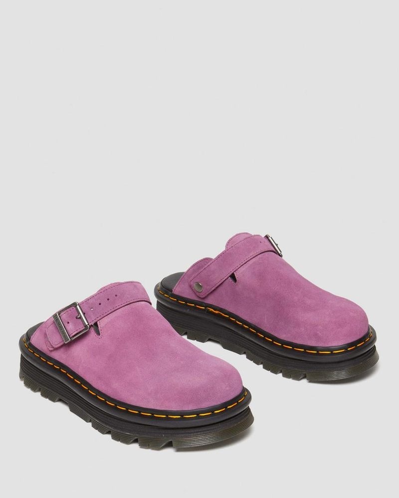 Muted Purple Dr Martens Zebzag Suede Casual Slingback Platform Mules (E.H.Suede) Sandals | FL09-W2ZL