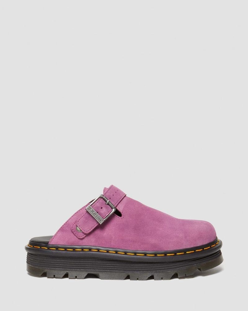 Muted Purple Dr Martens Zebzag Suede Casual Slingback Platform Mules (E.H.Suede) Sandals | FL09-W2ZL