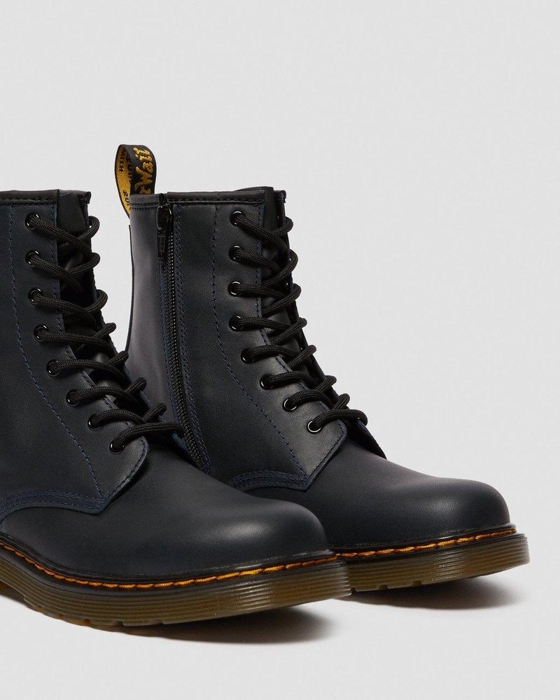 Navy Dr Martens Youth 1460 Leather Lace Up Boots (Romario) Boots | PZ54-W2PO