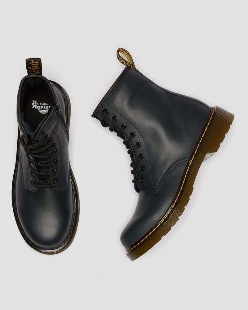 Navy Dr Martens Youth 1460 Leather Lace Up Boots (Romario) Boots | PZ54-W2PO