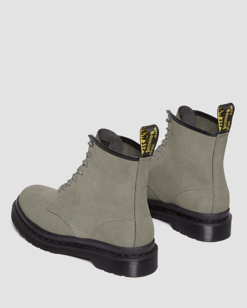 Nickel Grey Dr Martens 1460 Milled Nubuck Leather Lace Up Boots (Milled Nubuck Wp) Boots | UH89-Y4SE