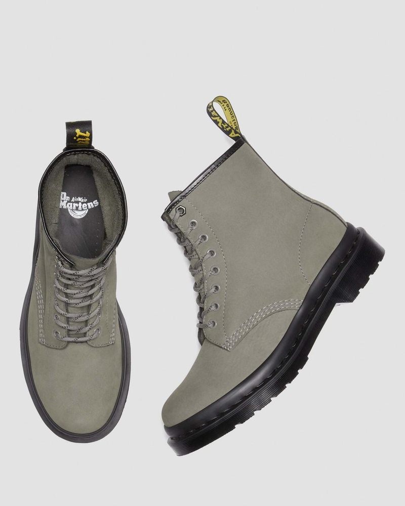 Nickel Grey Dr Martens 1460 Milled Nubuck Leather Lace Up Boots (Milled Nubuck Wp) Boots | UH89-Y4SE