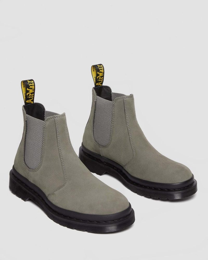 Nickel Grey Dr Martens 2976 Milled Nubuck Chelsea Boots (Milled Nubuck Wp) Boots | QJ31-K6YU