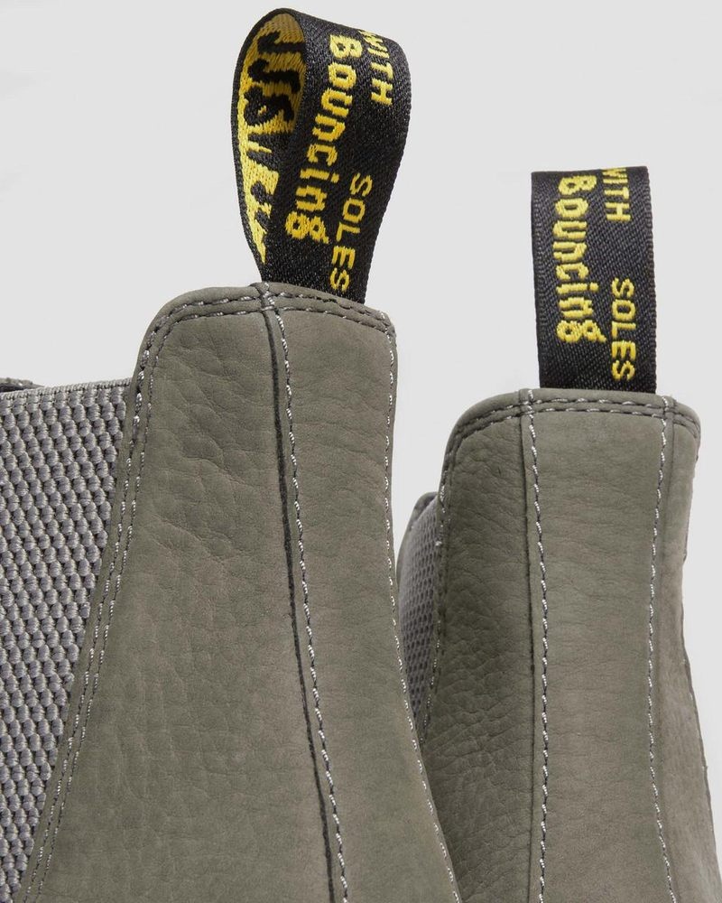 Nickel Grey Dr Martens 2976 Milled Nubuck Chelsea Boots (Milled Nubuck Wp) Boots | QJ31-K6YU