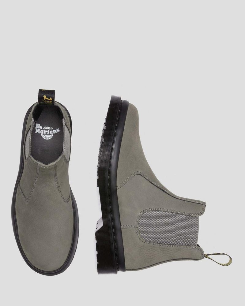 Nickel Grey Dr Martens 2976 Milled Nubuck Chelsea Boots (Milled Nubuck Wp) Boots | QJ31-K6YU