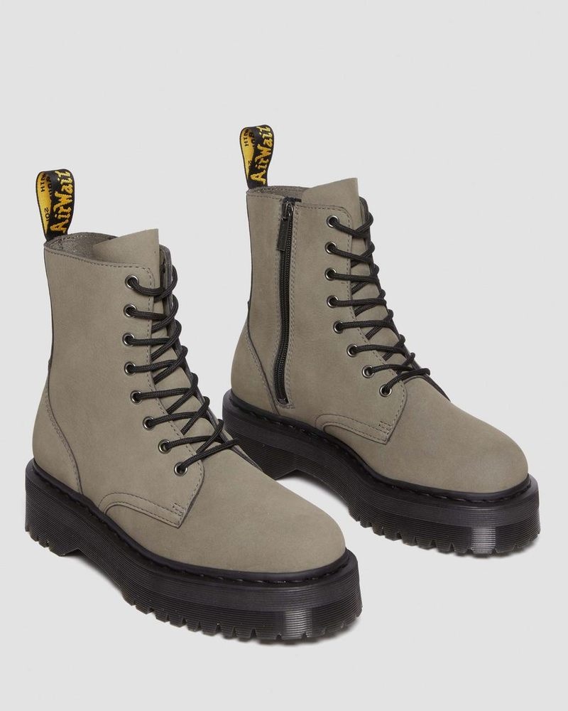 Nickel Grey Dr Martens Jadon Boot Milled Nubuck Platforms (Milled Nubuck Wp) Platforms Boots | BO09-I6AP