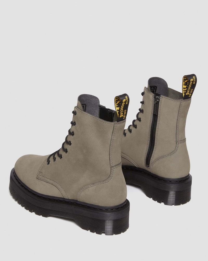 Nickel Grey Dr Martens Jadon Boot Milled Nubuck Platforms (Milled Nubuck Wp) Platforms Boots | BO09-I6AP