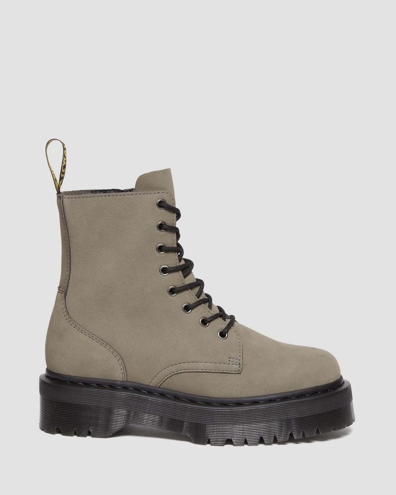 Nickel Grey Dr Martens Jadon Boot Milled Nubuck Platforms (Milled Nubuck Wp) Platforms Boots | BO09-I6AP