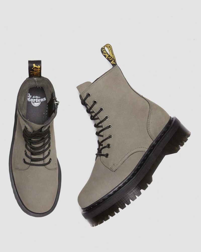 Nickel Grey Dr Martens Jadon Boot Milled Nubuck Platforms (Milled Nubuck Wp) Platforms Boots | BO09-I6AP