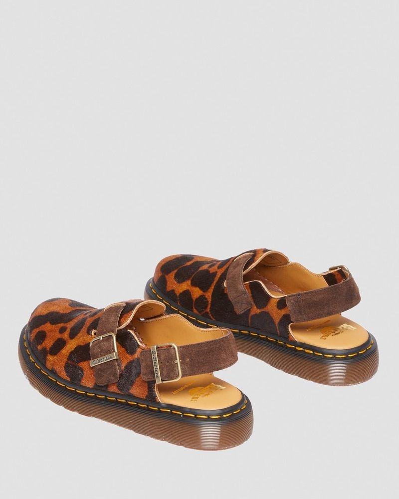 Ocelot Dr Martens Jorge Made in England Hair On Slingback Mule (Hair On) Sandals | HB73-B8WT