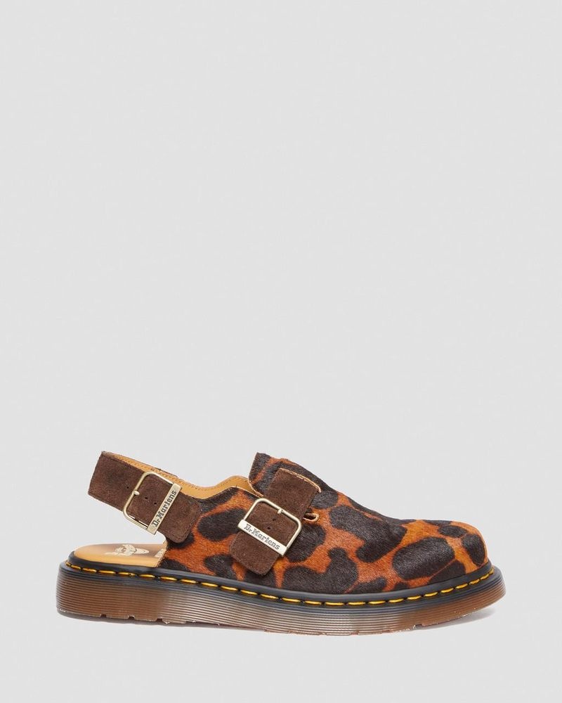 Ocelot Dr Martens Jorge Made in England Hair On Slingback Mule (Hair On) Sandals | HB73-B8WT