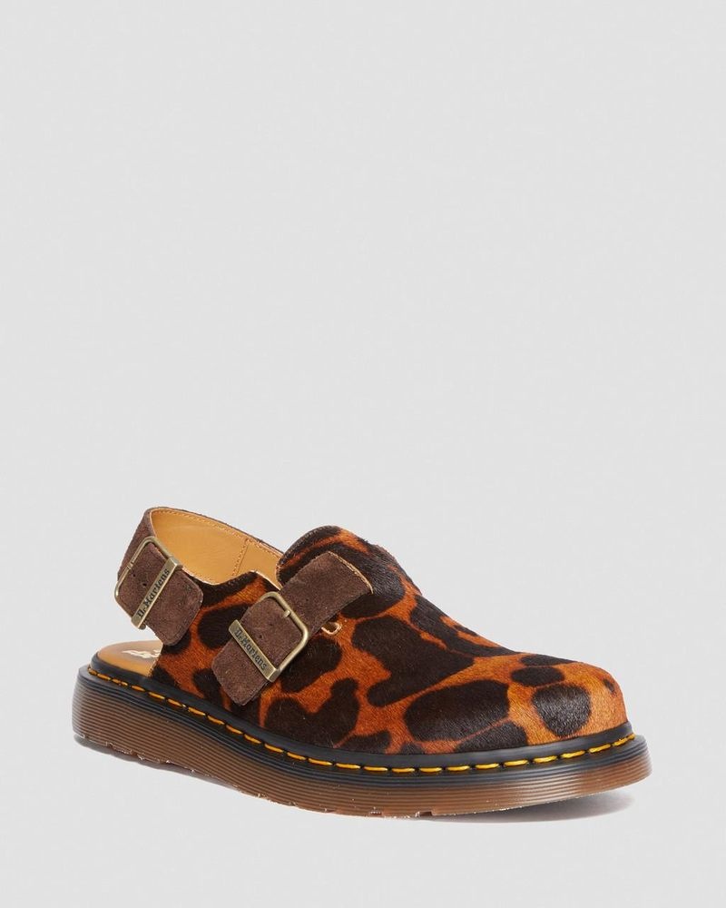 Ocelot Dr Martens Jorge Made in England Hair On Slingback Mule (Hair On) Sandals | HB73-B8WT