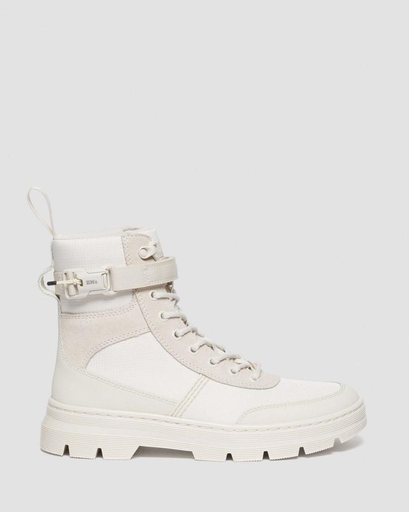 Off White/Natural Dr Martens Combs Tech Poly & Suede Casual Boots (Poly Ripstop + Eh Suede + Ajax) Boots | WF68-R8NK