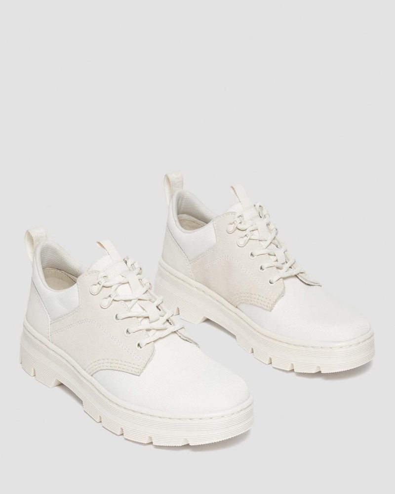 Off White / Natural Dr Martens Reeder Suede & Poly Utility Shoes (Poly Ripstop + Eh Suede + Ajax) Shoes | TT00-P2YY