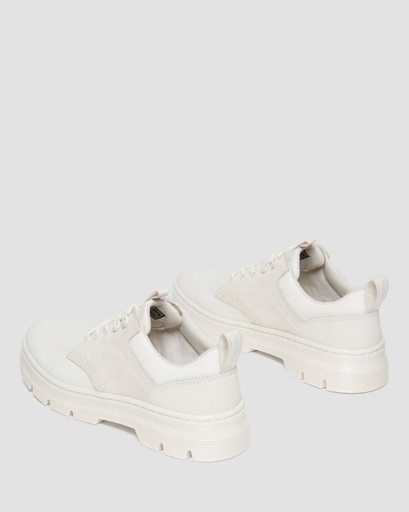 Off White / Natural Dr Martens Reeder Suede & Poly Utility Shoes (Poly Ripstop + Eh Suede + Ajax) Shoes | TT00-P2YY