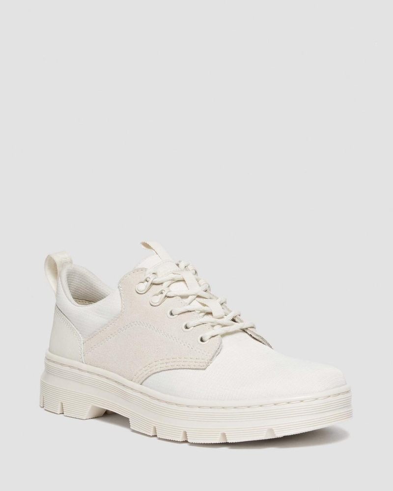 Off White / Natural Dr Martens Reeder Suede & Poly Utility Shoes (Poly Ripstop + Eh Suede + Ajax) Shoes | TT00-P2YY