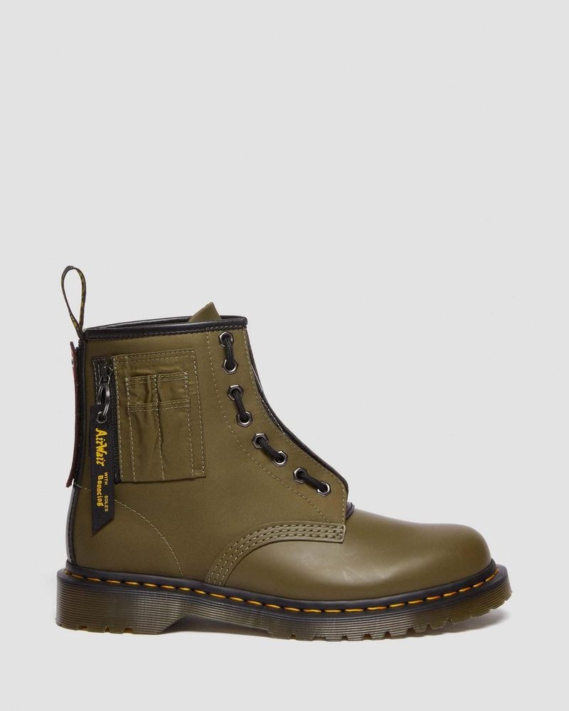 Olive/Black Dr Martens 1460 Ben Alpha Industries Nylon & Leather Lace Up Boots Boots | VF15-K3LM