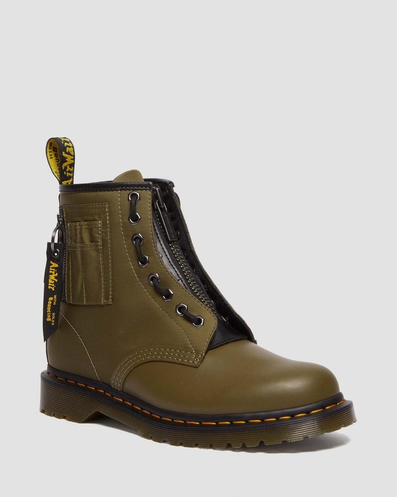 Olive/Black Dr Martens 1460 Ben Alpha Industries Nylon & Leather Lace Up Boots Boots | VF15-K3LM