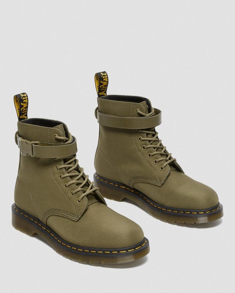 Olive Dr Martens 1460 Futura Olive Strap Lace Up Boots (Extra Tough Nylon) Boots | CV95-H7ZF