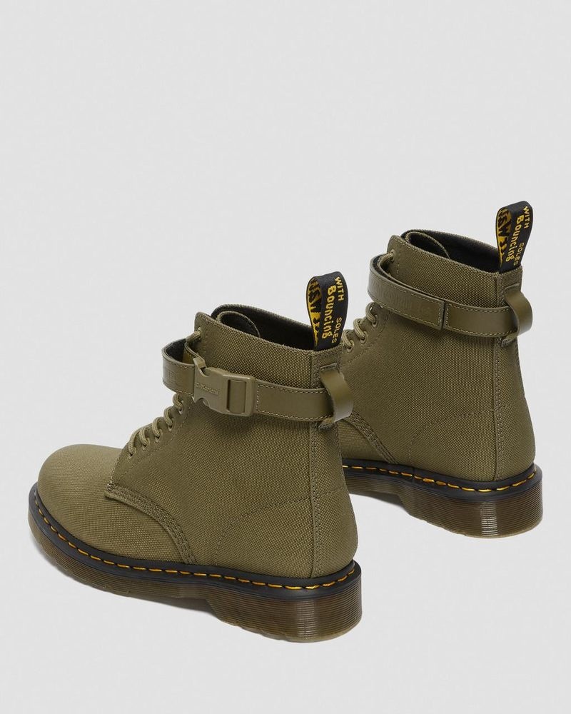 Olive Dr Martens 1460 Futura Olive Strap Lace Up Boots (Extra Tough Nylon) Boots | CV95-H7ZF