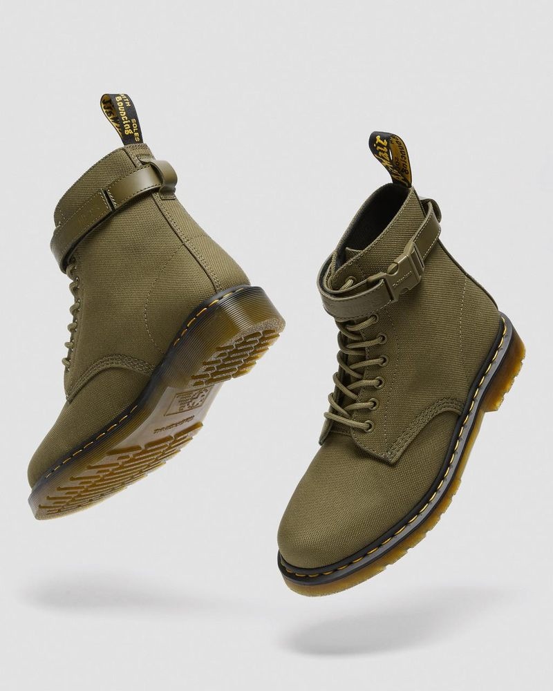 Olive Dr Martens 1460 Futura Olive Strap Lace Up Boots (Extra Tough Nylon) Boots | CV95-H7ZF