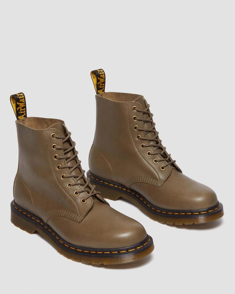 Olive Dr Martens 1460 Pascal Carrara Leather Lace Up Boots (Carrara) Boots | BT26-X1SH