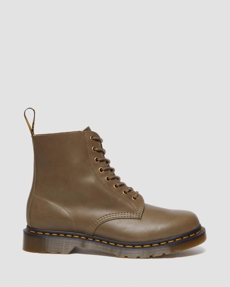 Olive Dr Martens 1460 Pascal Carrara Leather Lace Up Boots (Carrara) Boots | BT26-X1SH