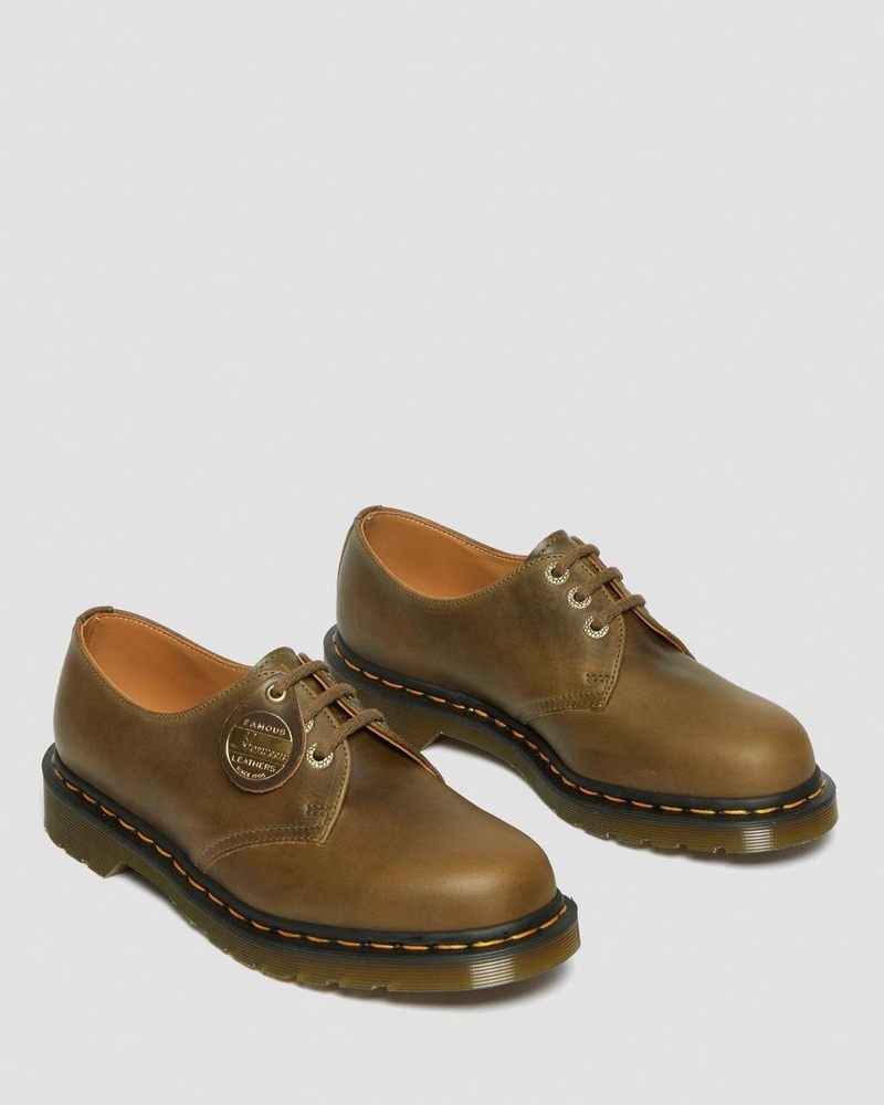 Olive Dr Martens 1461 Made in England Denver Leather Oxford Shoes (Denver Veg Tan) Shoes | XW85-A1QA