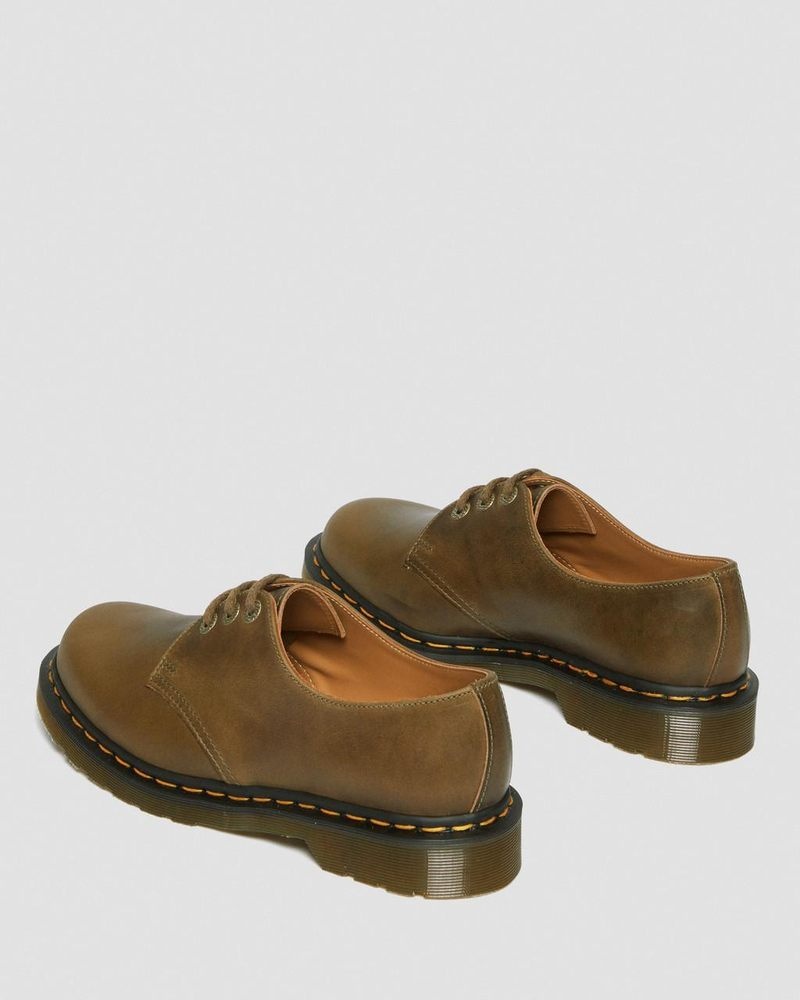 Olive Dr Martens 1461 Made in England Denver Leather Oxford Shoes (Denver Veg Tan) Shoes | XW85-A1QA