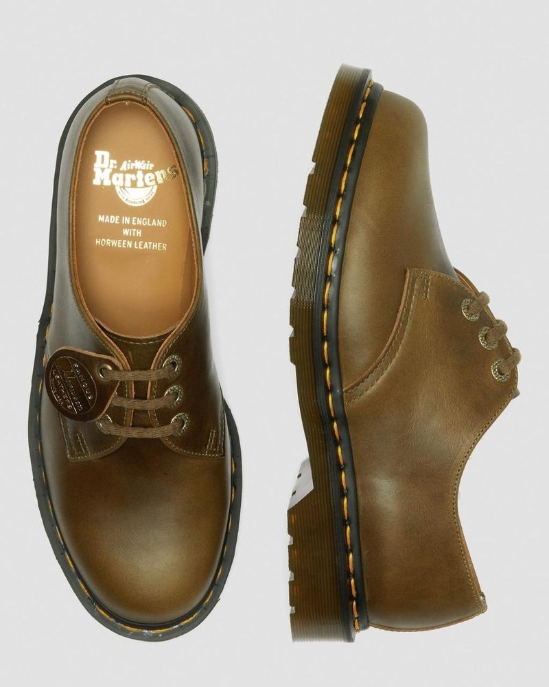 Olive Dr Martens 1461 Made in England Denver Leather Oxford Shoes (Denver Veg Tan) Shoes | XW85-A1QA