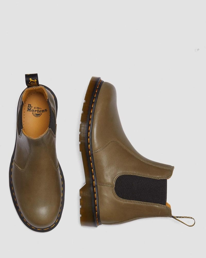 Olive Dr Martens 2976 Carrara Leather Chelsea Boots (Carrara) Boots | NK44-E6BX