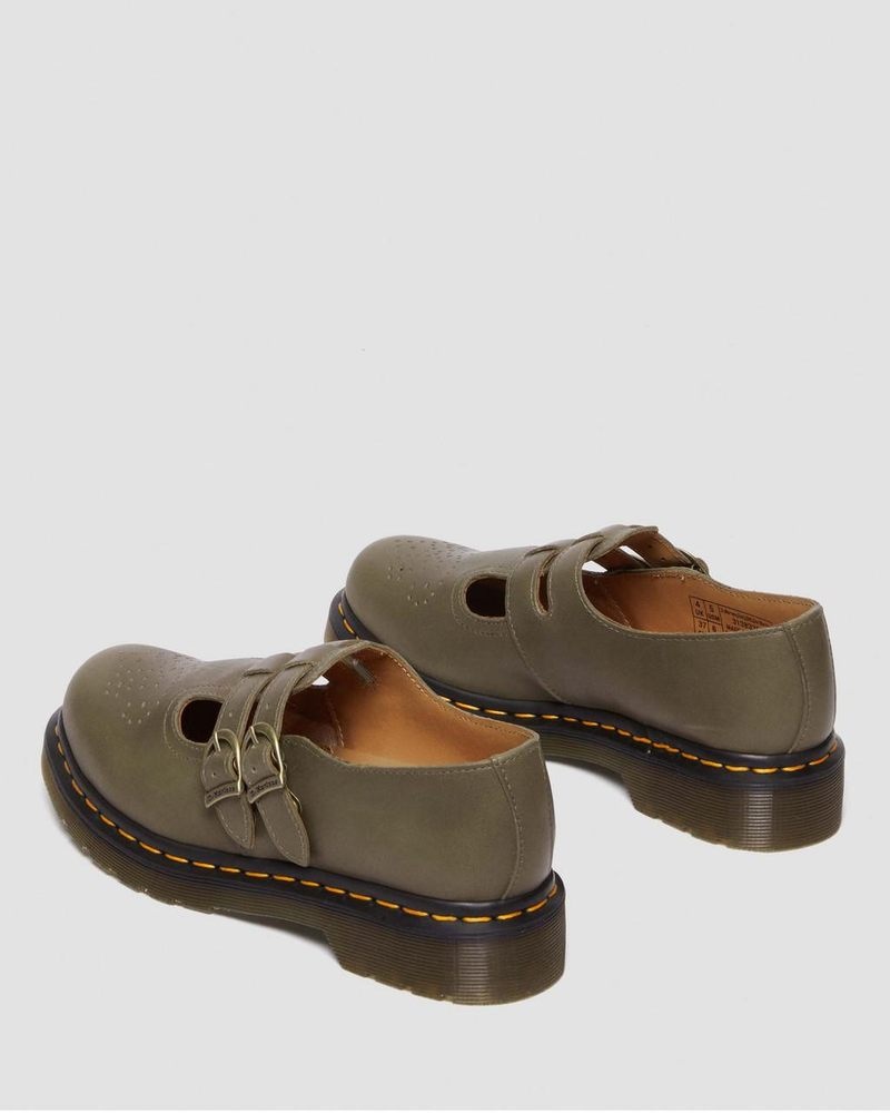 Olive Dr Martens 8065 Carrara Leather Mary Jane Shoes (Carrara) Shoes | GW10-R3NM