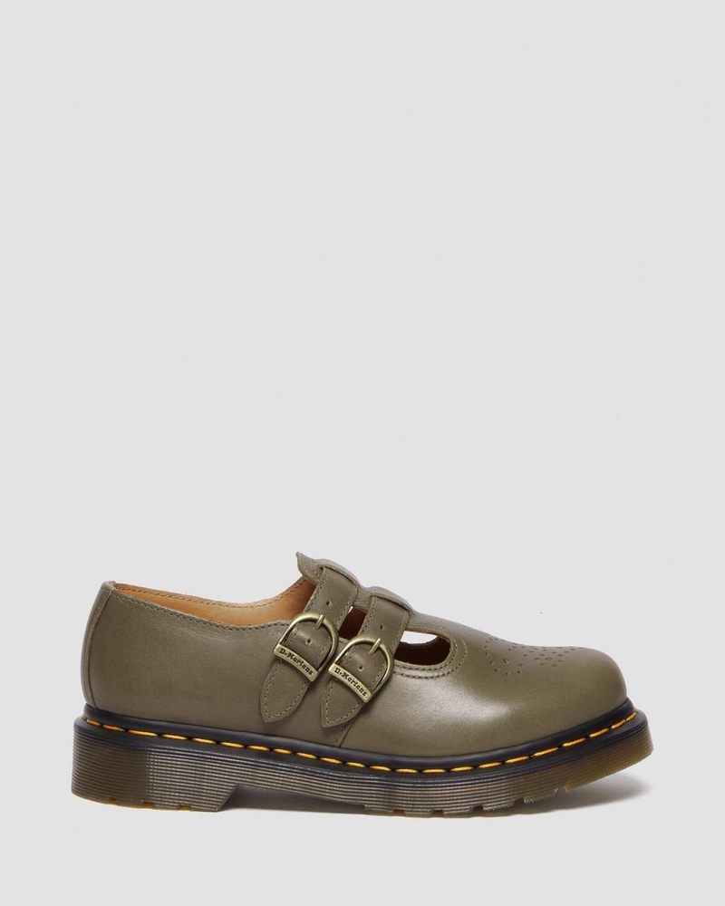 Olive Dr Martens 8065 Carrara Leather Mary Jane Shoes (Carrara) Shoes | GW10-R3NM