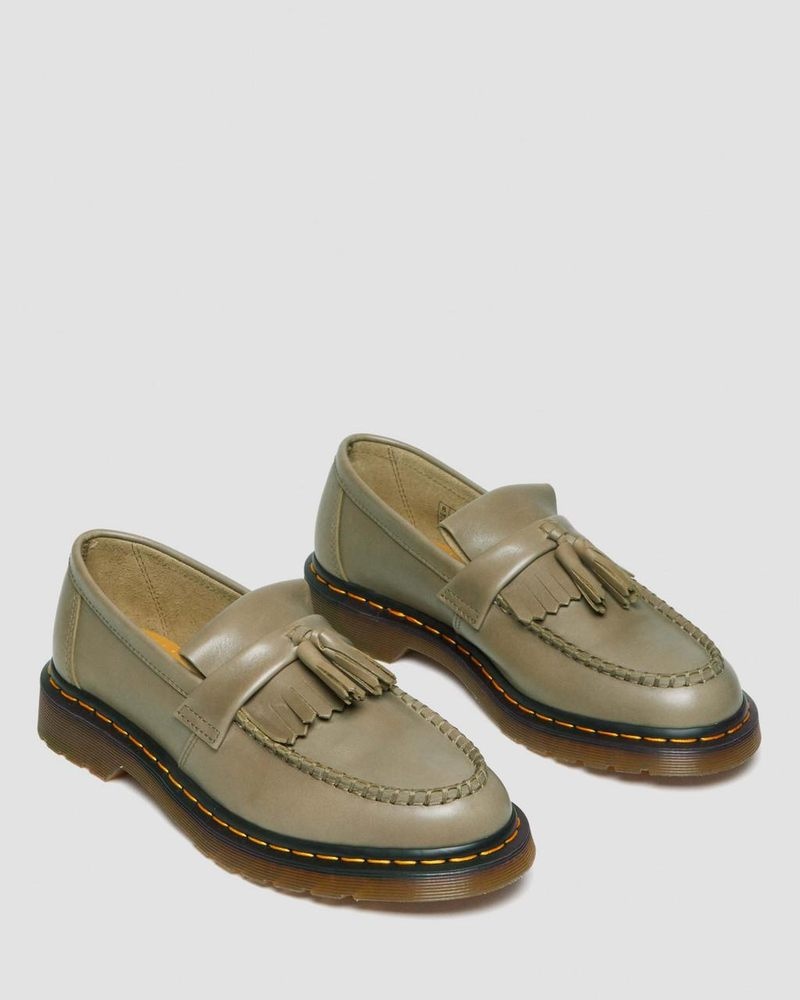 Olive Dr Martens Adrian Carrara Leather Tassel Loafers (Carrara) Shoes | VK03-E7HI