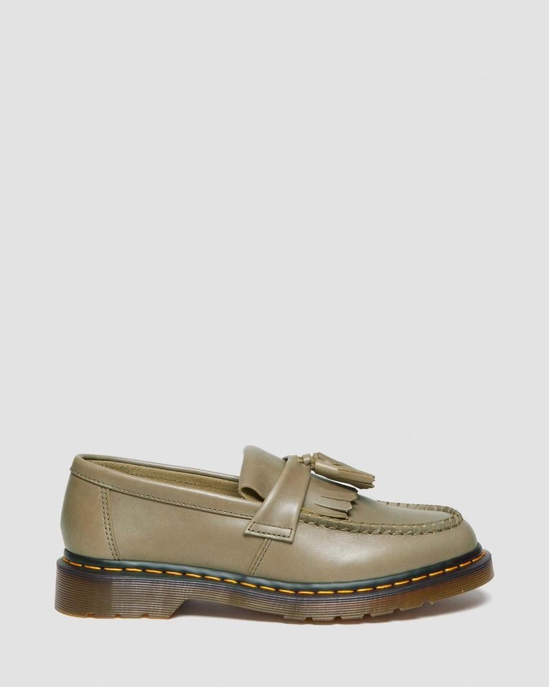 Olive Dr Martens Adrian Carrara Leather Tassel Loafers (Carrara) Shoes | VK03-E7HI