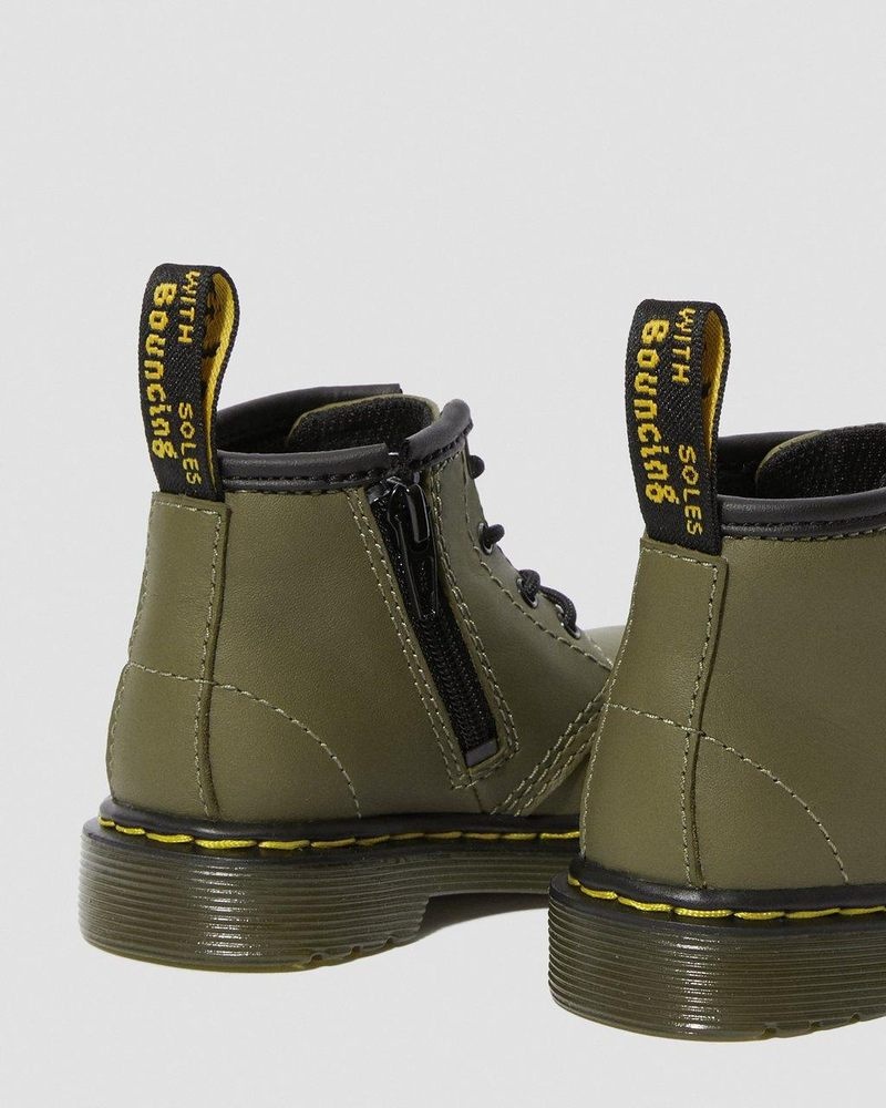 Olive Dr Martens Infant 1460 Leather Lace Up Boots (Romario) Boots | HB87-E8OR