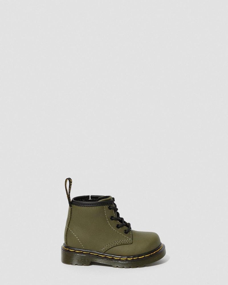 Olive Dr Martens Infant 1460 Leather Lace Up Boots (Romario) Boots | HB87-E8OR