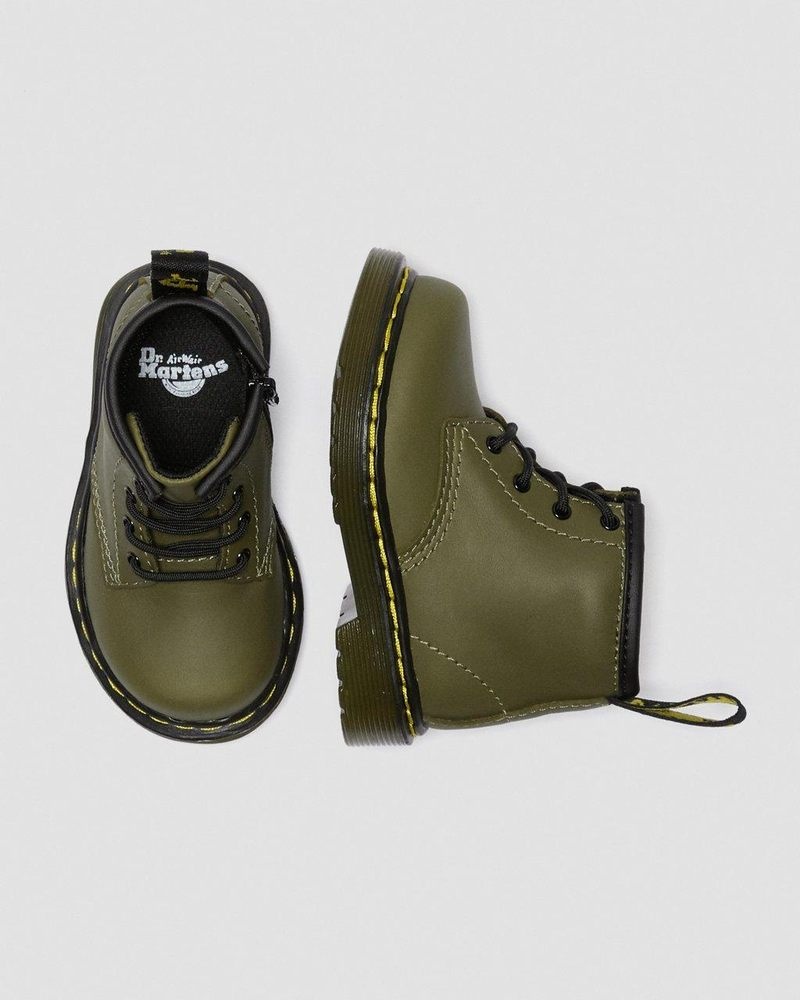 Olive Dr Martens Infant 1460 Leather Lace Up Boots (Romario) Boots | HB87-E8OR