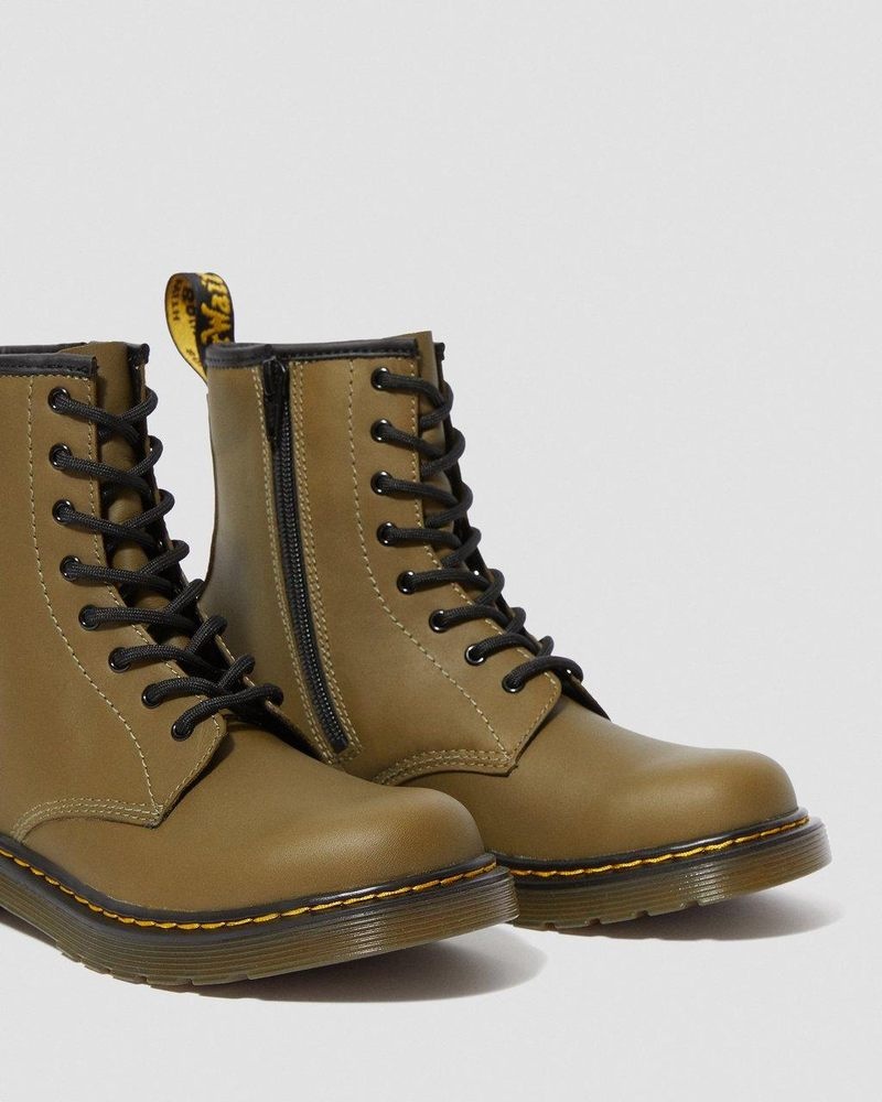 Olive Dr Martens Youth 1460 Leather Lace Up Boots (Romario) Boots | TZ95-X6QD