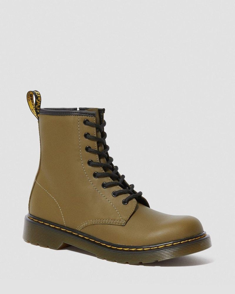 Olive Dr Martens Youth 1460 Leather Lace Up Boots (Romario) Boots | TZ95-X6QD