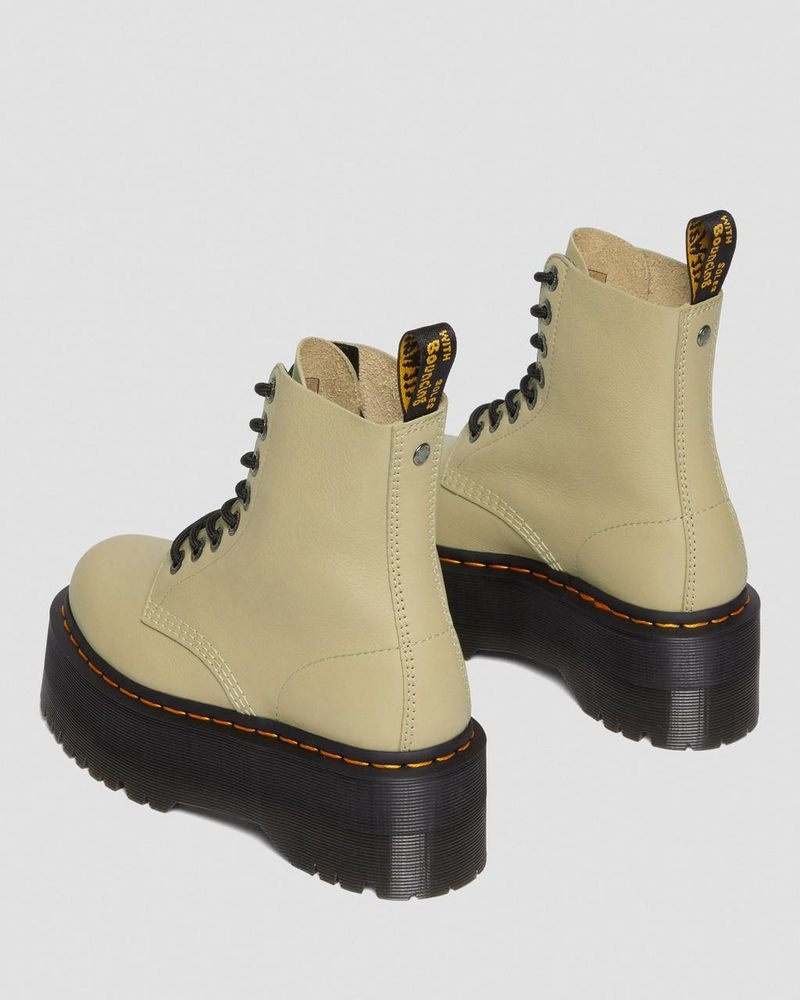 Pale Olive Dr Martens 1460 Pascal Max Leather Platform Boots (Pisa) Boots | FZ33-X1II