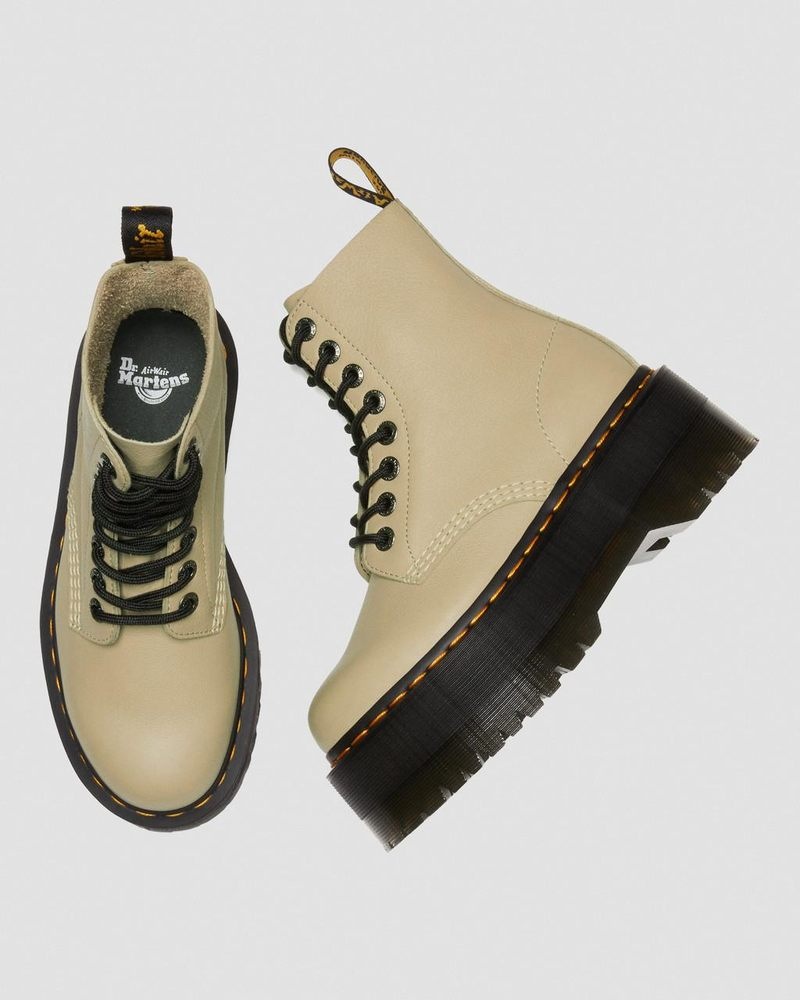 Pale Olive Dr Martens 1460 Pascal Max Leather Platform Boots (Pisa) Boots | FZ33-X1II