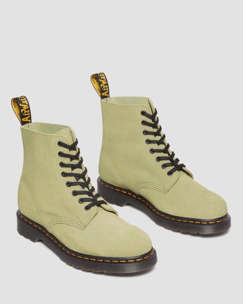 Pale Olive Dr Martens 1460 Pascal Suede Lace Up Boots (E H Suede+E H Suede Mb) Boots | RT75-V6RQ