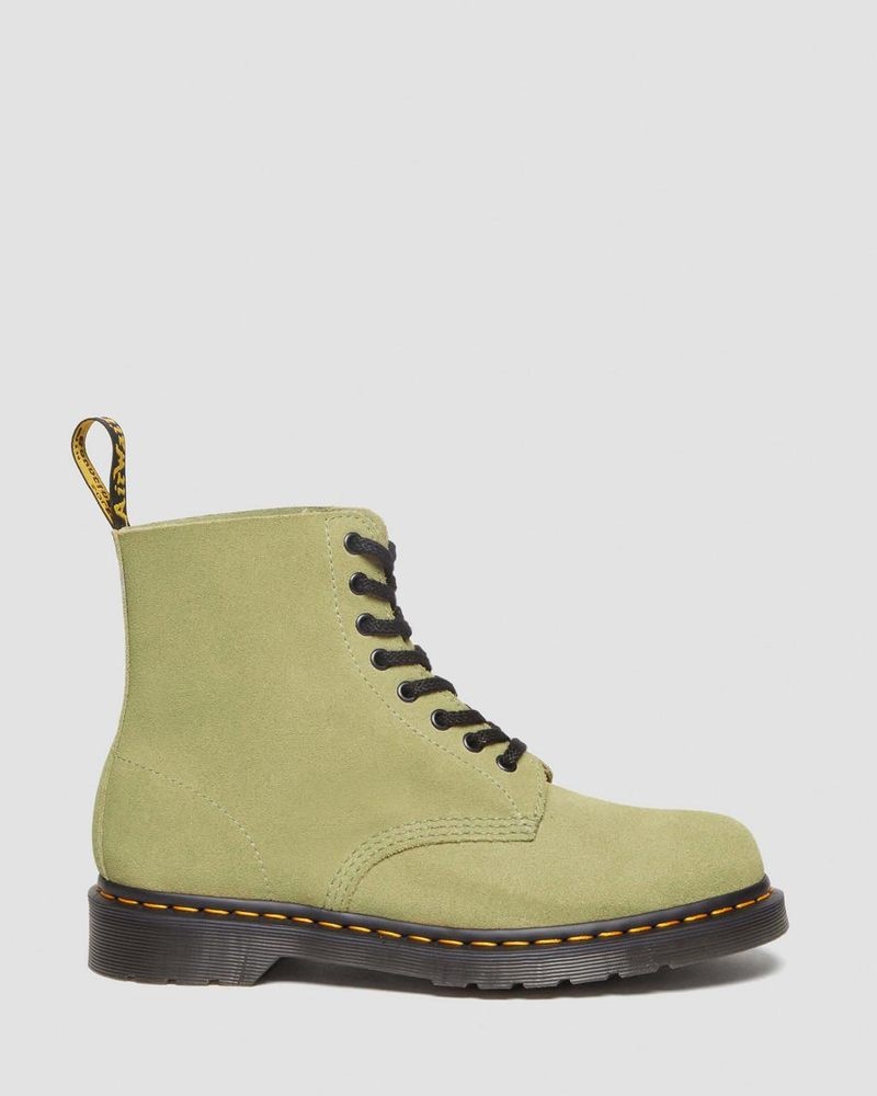 Pale Olive Dr Martens 1460 Pascal Suede Lace Up Boots (E H Suede+E H Suede Mb) Boots | RT75-V6RQ