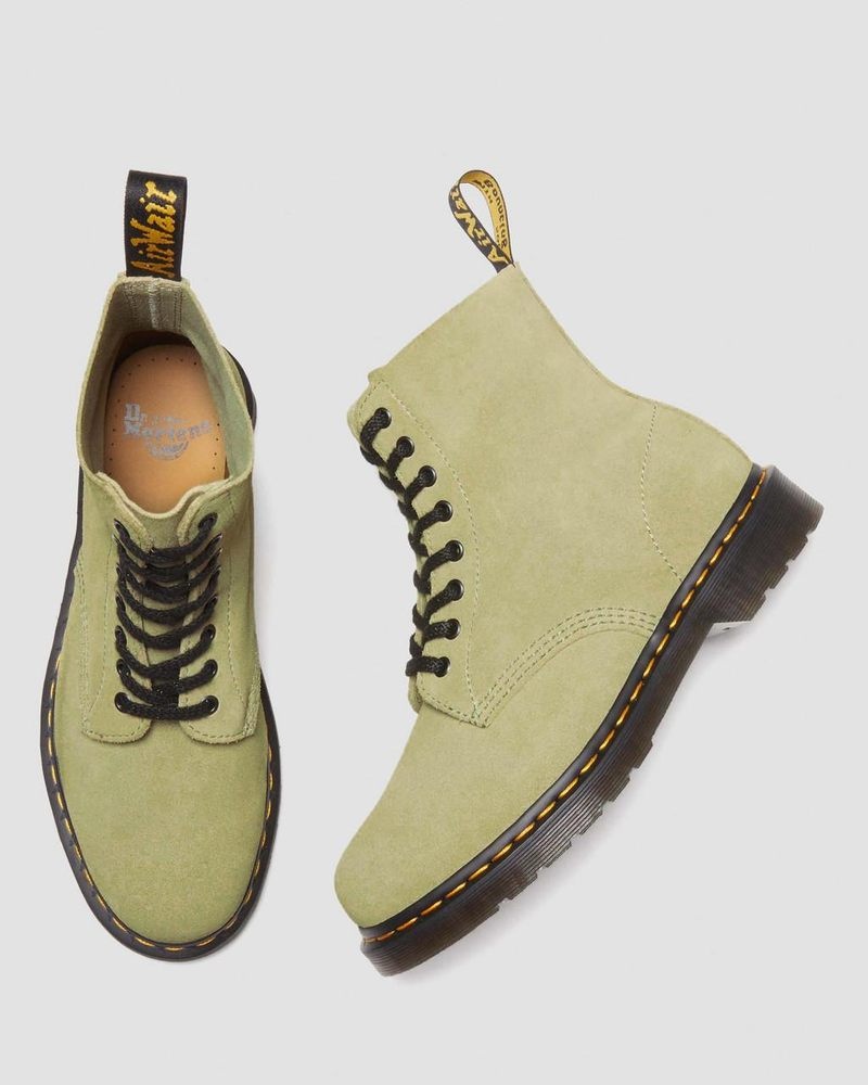 Pale Olive Dr Martens 1460 Pascal Suede Lace Up Boots (E H Suede+E H Suede Mb) Boots | RT75-V6RQ