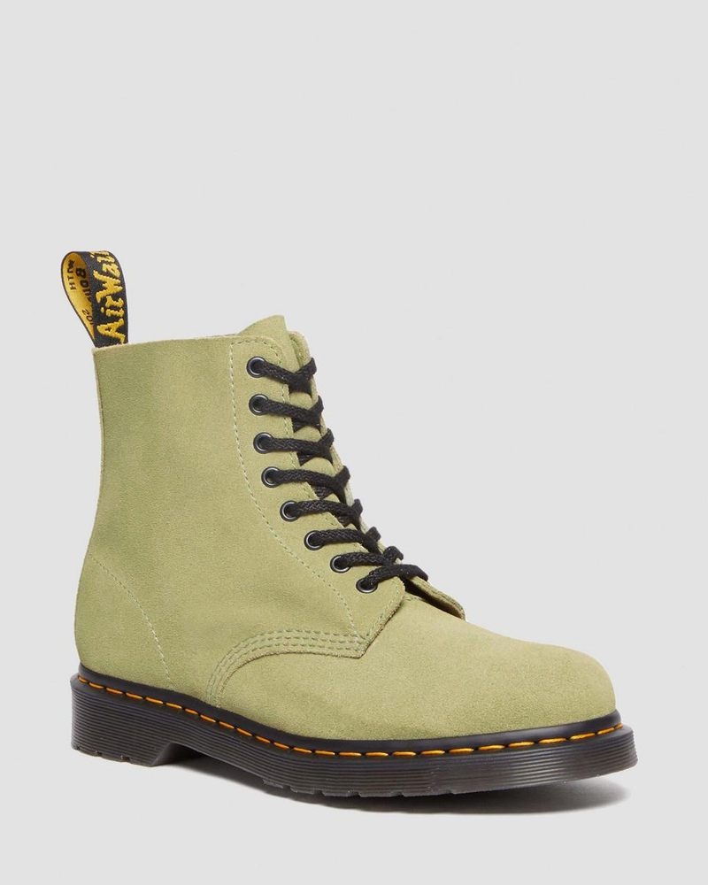 Pale Olive Dr Martens 1460 Pascal Suede Lace Up Boots (E H Suede+E H Suede Mb) Boots | RT75-V6RQ