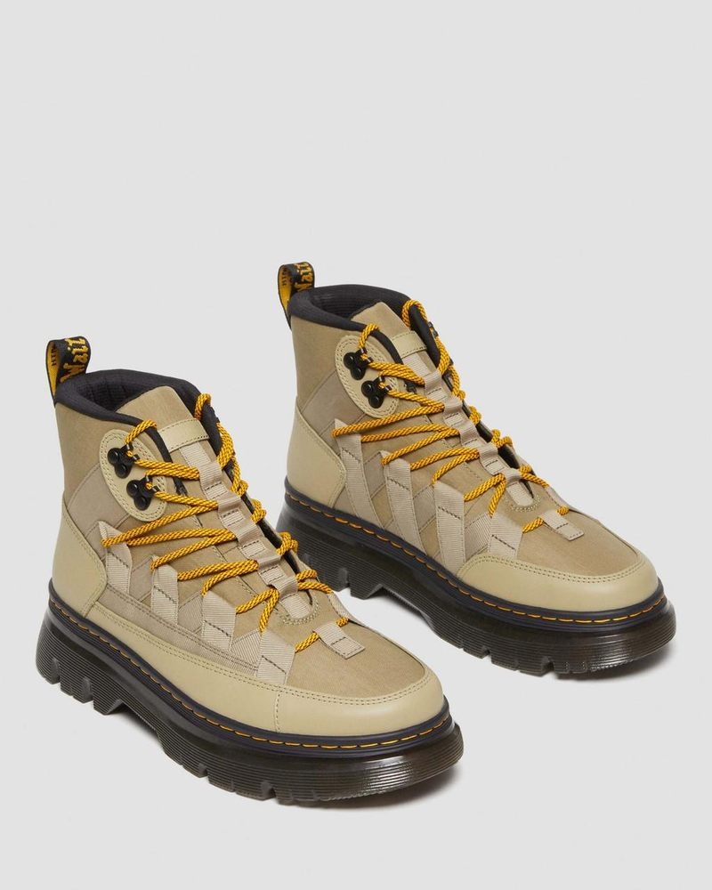 Pale Olive Dr Martens Boury Nylon & Leather Casual Boots (Cyclone Nylon+Lapstone) Boots | QI30-J0MR