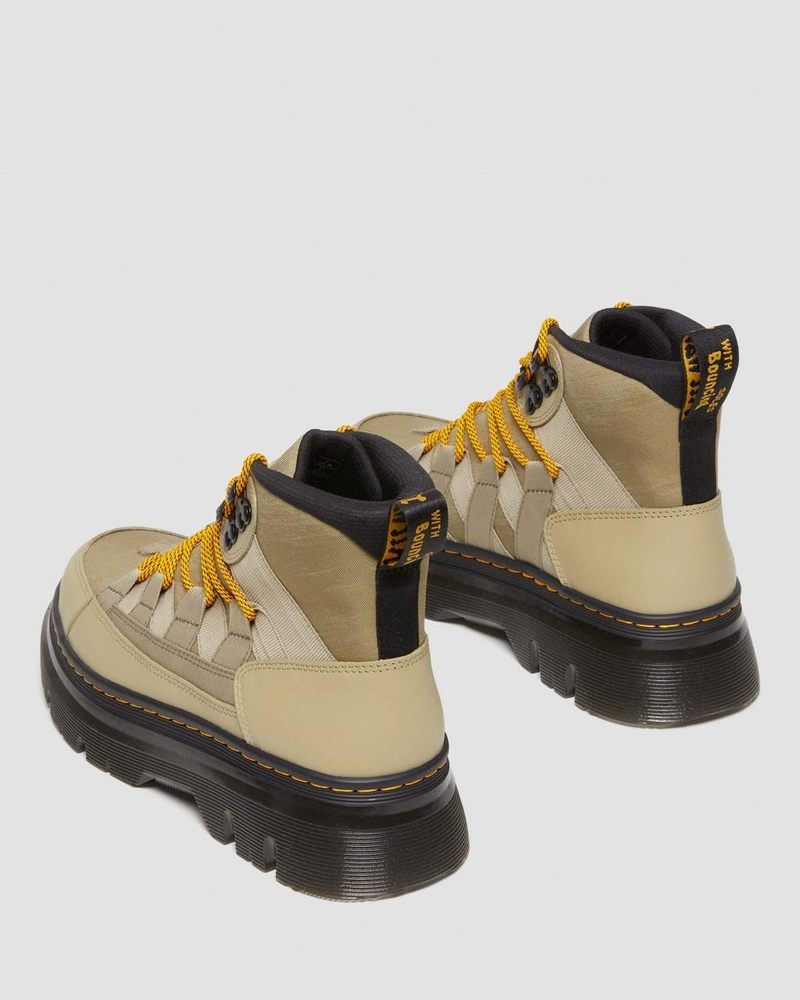 Pale Olive Dr Martens Boury Nylon & Leather Casual Boots (Cyclone Nylon+Lapstone) Boots | QI30-J0MR