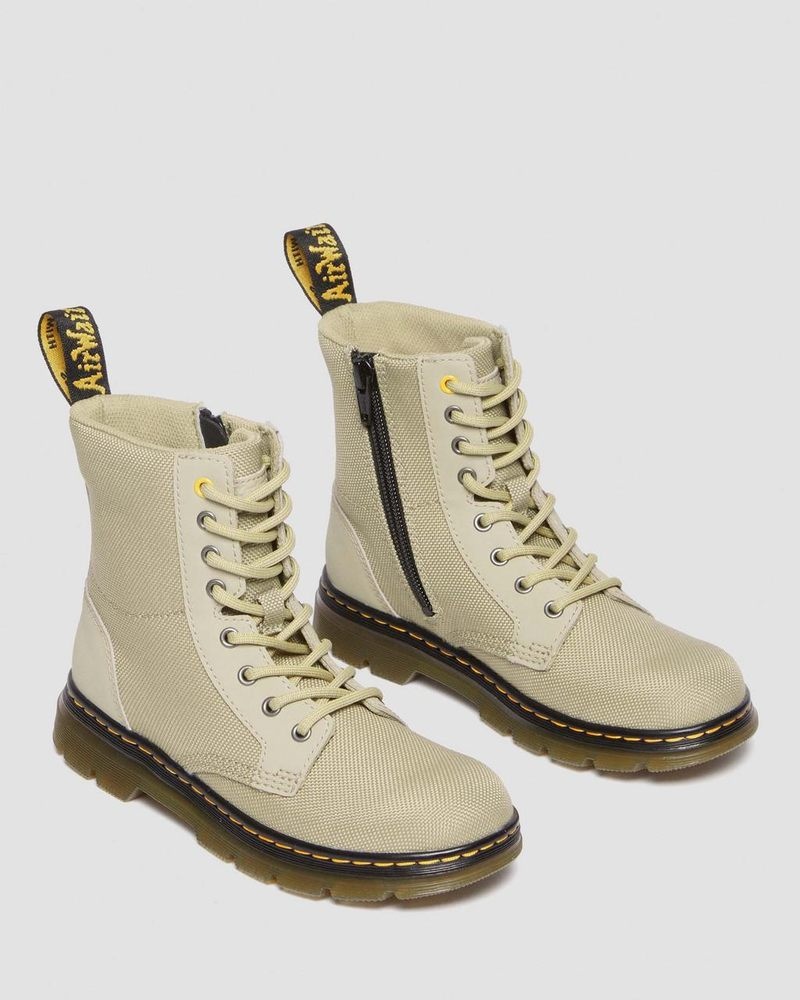 Pale Olive Dr Martens Junior Combs Extra Tough Poly Casual Boots (Extra Tough 50/50+Rubbery) Boots | AW60-F6UT