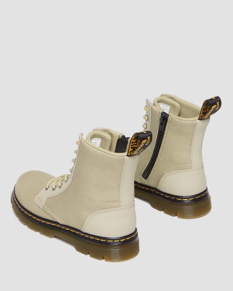 Pale Olive Dr Martens Junior Combs Extra Tough Poly Casual Boots (Extra Tough 50/50+Rubbery) Boots | AW60-F6UT